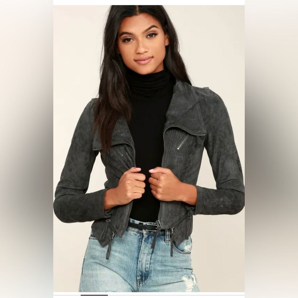 Ready For Anything Charcoal Grey Suede Moto Jacket